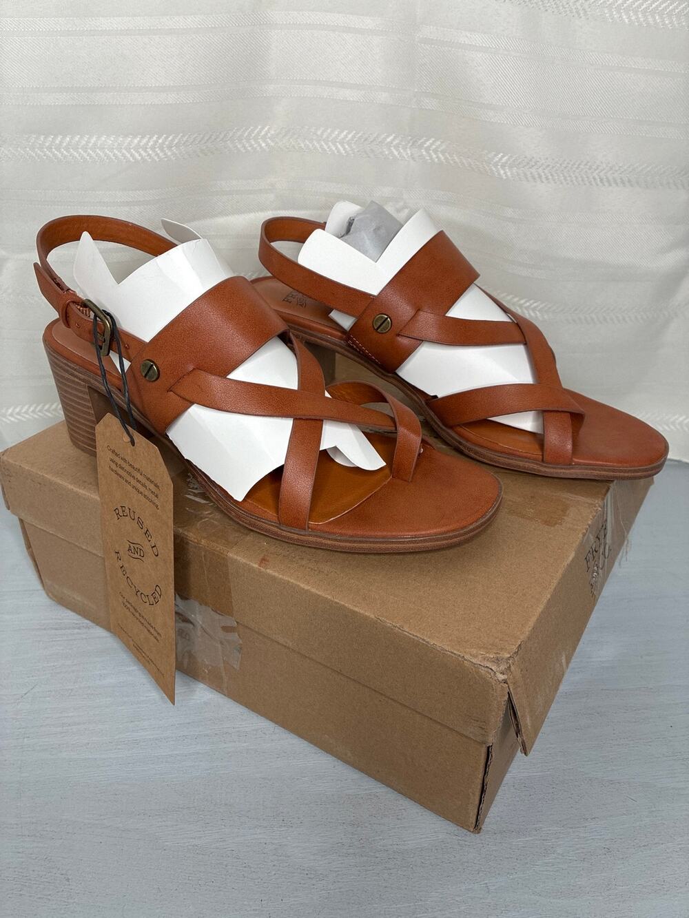 Frye and Co Kassia Heeled Sandals Cognac Womens Size 8M